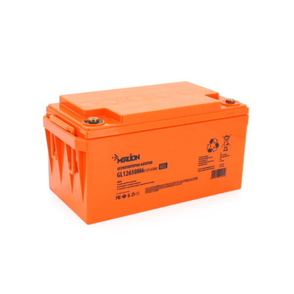 Акумуляторна батарея MERLION GL12650M6 12 V 65 Ah (348 x 168 x 178) Orange Q1/48 Акумуляторна батарея MERLION GL12650M6 12 V 65 Ah (348 x 168 x 178) Orange Q1/48