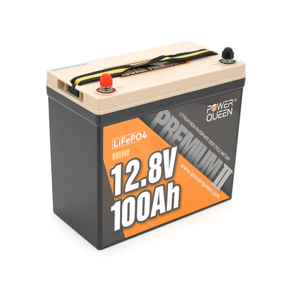 Акумуляторна батарея LiFePO4 Power Queen 12.8V 100Ah Mini, 1280Wh, BMS 100A, ≥4000 циклів, 329*172*214мм Акумуляторна батарея LiFePO4 Power Queen 12.8V 100Ah Mini, 1280Wh, BMS 100A, ≥4000 циклів, 329*172*214мм