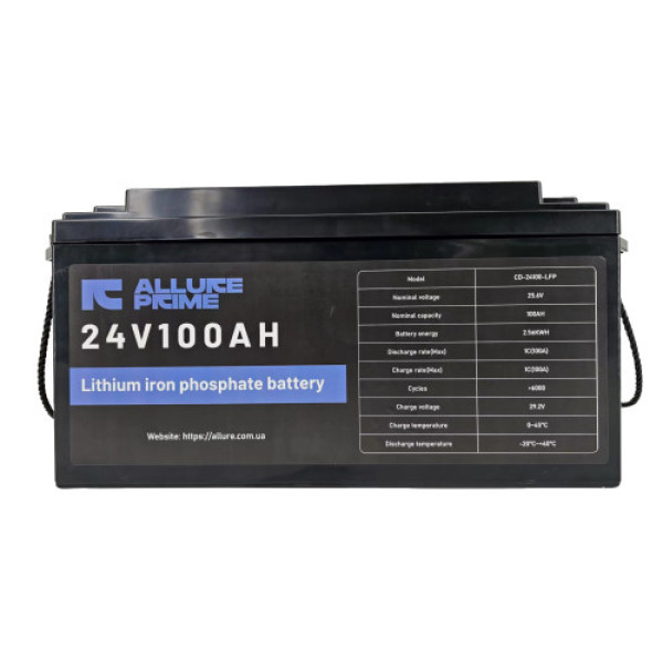  Акумуляторна батарея ALLURE PRIME LiFePO4 CD-24100-LFP (25.6V - 100 Ah)