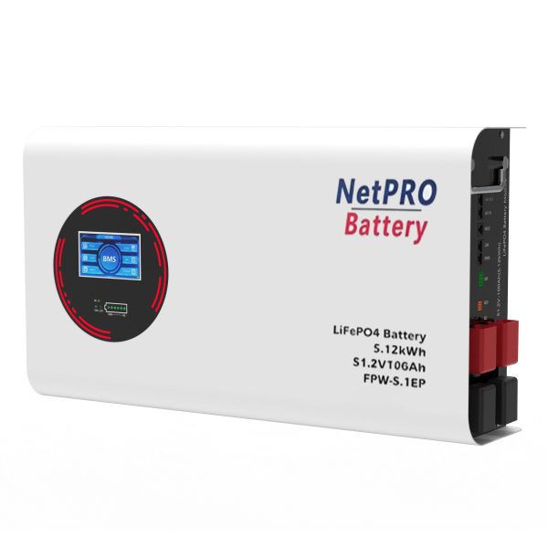 Акумуляторна батарея NetPRO LiFePO4 FPW-5.1EP 5.12kWH (51,2V100Ah, BMS 100A, CAN/RS485; 4,3" touch LCD, паралель до 15шт., 6000+ циклів розряду, настінний)