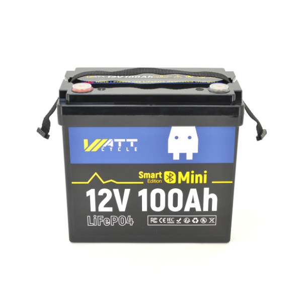 Акумуляторна батарея WattCycle LiFePO4 WT12V100AH100MINIBT Bluetooth 12,8V 100Ah, 1,28kWh, BMS50A@4S, 6000 cycles, 229x138x208, 9.5kg Акумуляторна батарея WattCycle LiFePO4 WT12V100AH100MINIBT Bluetooth 12,8V 100Ah, 1,28kWh, BMS50A@4S, 6000 cycles, 229x138x208, 9.5kg