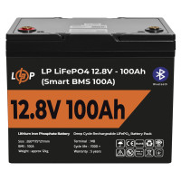 Акумуляторна батарея LP LiFePO4 12V (12,8V) - 100 Ah (1280Wh) (Smart BMS 100А) с BT пластик (20197)