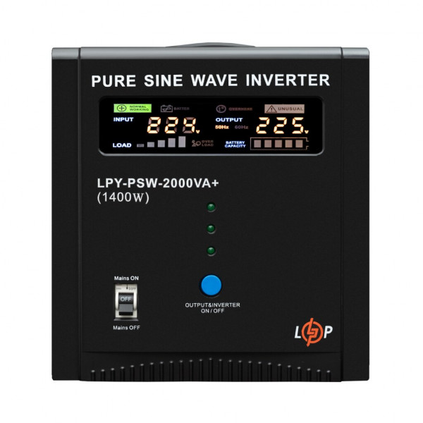 ДБЖ LogicPower LPY-PSW-2000VA+ (1400Вт) 10A/20A з правильною синусоїдою 24V (22873)