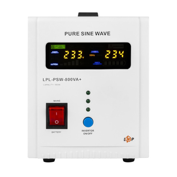 ДБЖ LP LPL-PSW-800VA+ (560Вт) 5A/20A з правильною синусоїдою 12V ДБЖ LP LPL-PSW-800VA+ (560Вт) 5A/20A з правильною синусоїдою 12V