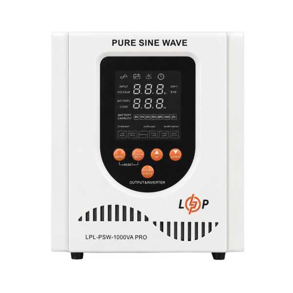 ДБЖ LP LPL-PSW-1000VA PRO (700Вт) 5А/10А/15А/20A з правильною синусоїдою 12V ДБЖ LP LPL-PSW-1000VA PRO (700Вт) 5А/10А/15А/20A з правильною синусоїдою 12V