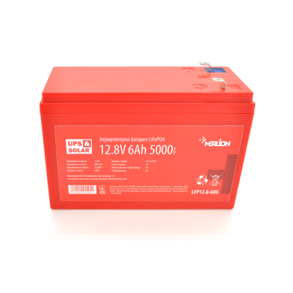 Аккумуляторная батарея Merlion LiFePO4 12.8V 6AH (4S1P/BMS-10A), (151x65x97), 0,75kg for UPS, до 5000 циклов