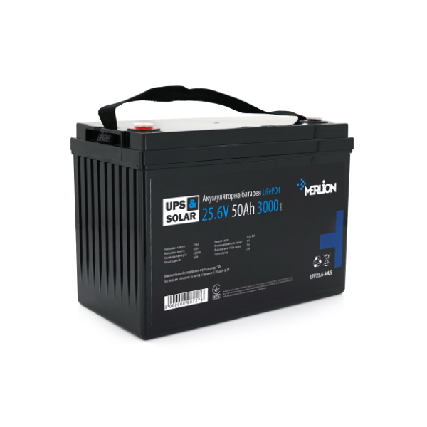 Акумуляторна батарея Merlion LiFePO4 25.6V 50AH,(330x173x216), до 3000 циклів Акумуляторна батарея Merlion LiFePO4 25.6V 50AH,(330x173x216), до 3000 циклів