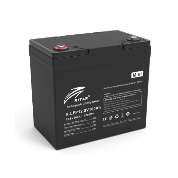  Акумуляторна батарея Ritar LiFePO4 12,8V 100Ah mini, 1280Wh BMS50@4S (38096)