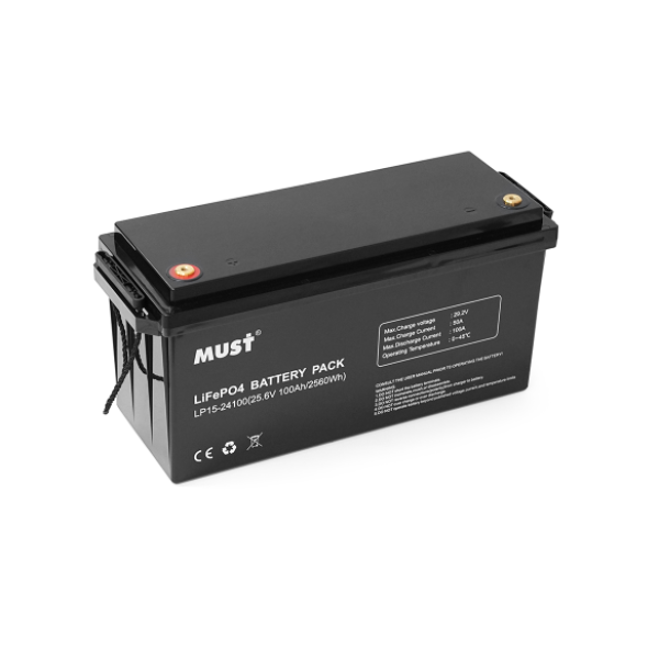 Аккумуляторная батарея Must LiFePO4 LP15-24100 25.6V 100Ah, 2,56kWh, BMS50A@4S, 6000 cycles